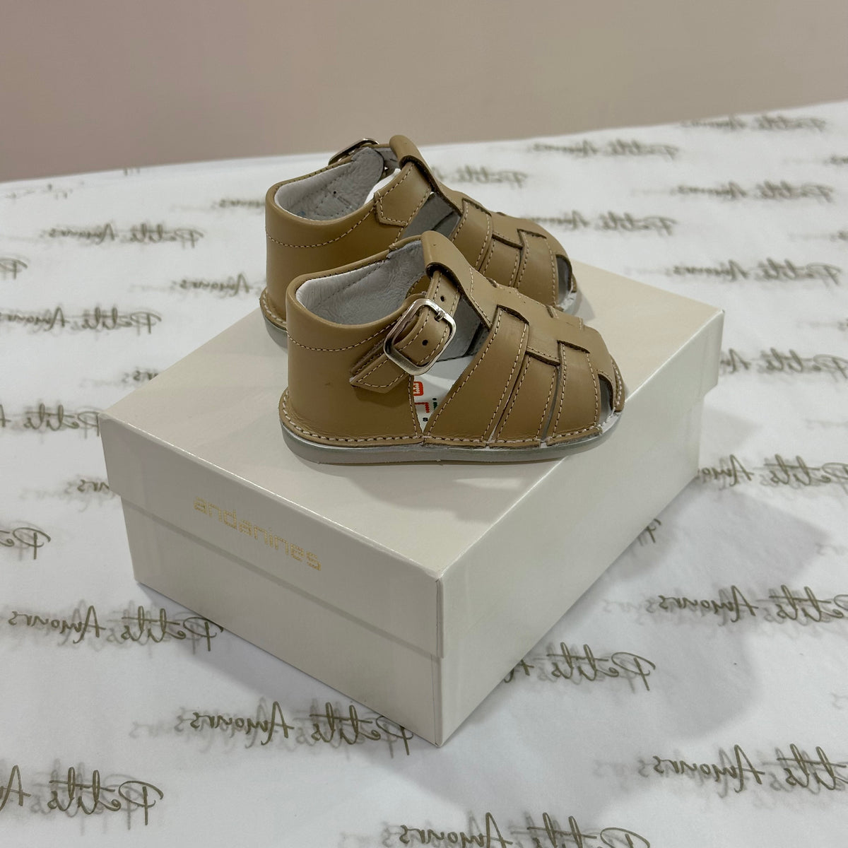 Beige Leather Baby Sandals