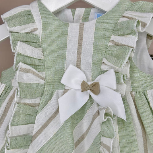 Green Stripe Dress & Pant Set