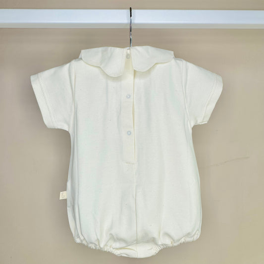 Beige Scallop Cotton Romper