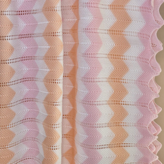Pink, Melon & White Zig Zag Knit Blanket