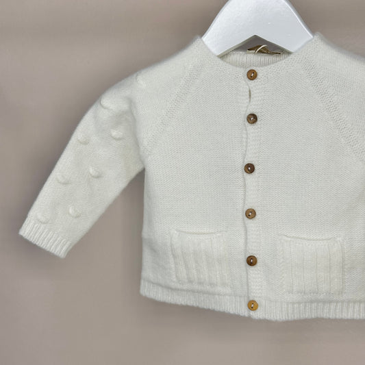 Cream Popcorn Knit Cardigan