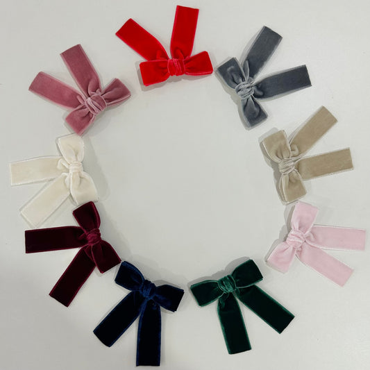 Velvet Hair Bow Clip (All Colours)