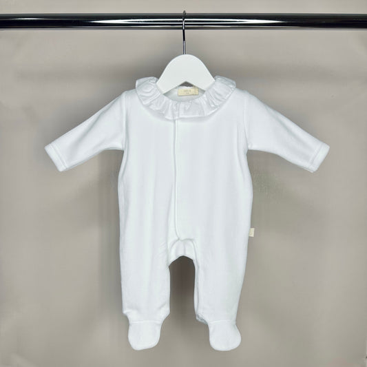 White Frilly Collar Velour Angel Wing Babygrow