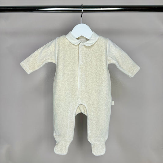 Beige Velour Angel Wing Babygrow