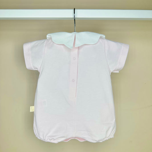 Pink Scallop Cotton Romper