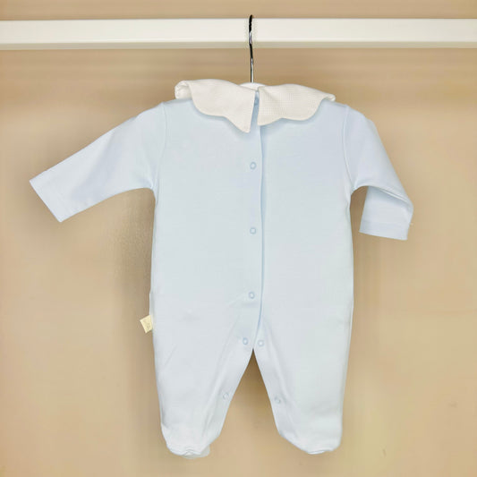 Blue Scallop Cotton Babygrow