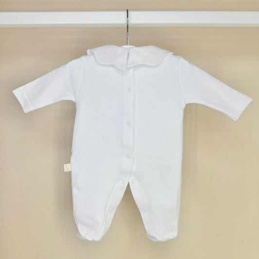 White Scallop Cotton Babygrow