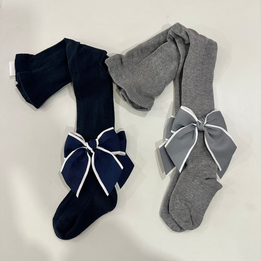 Tights With Cross Grain Stripe Bow