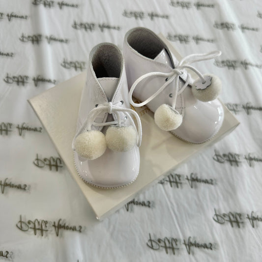 White Pom Pram Boots