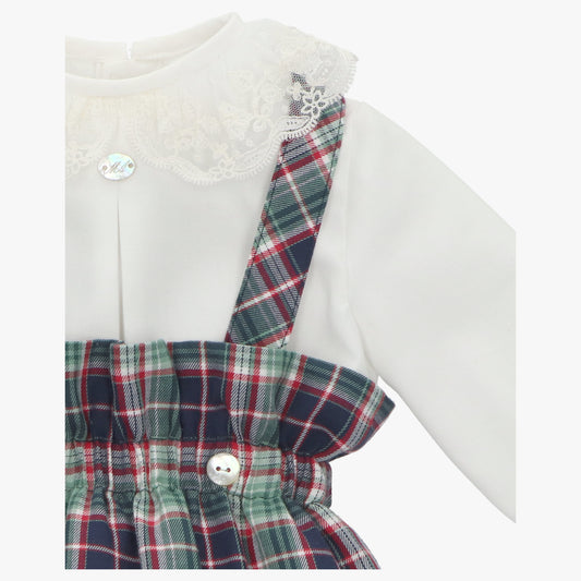 Navy Tartan Romper & Shirt Set