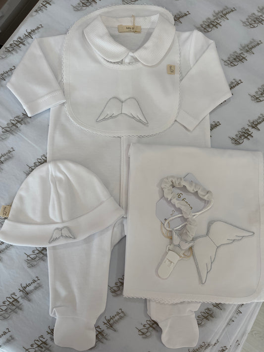 White Cotton Angel Wing Babygrow
