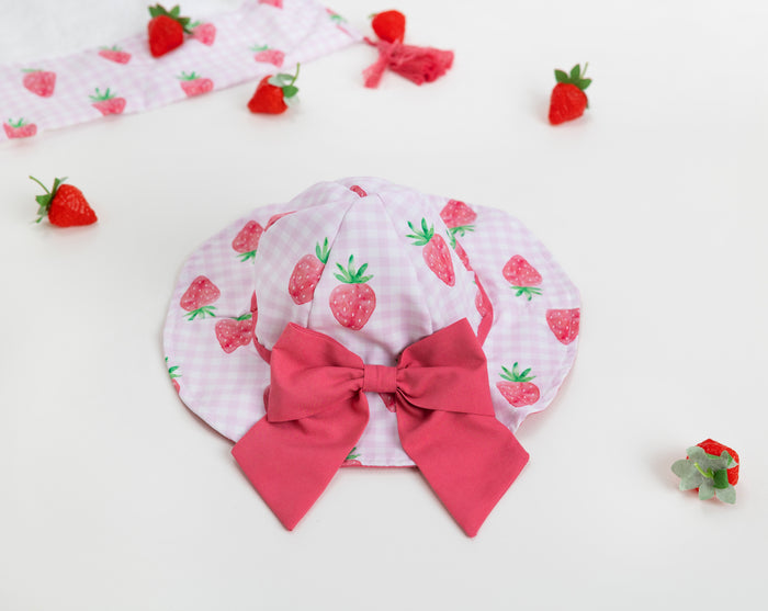 Pink Strawberries Girls Hat