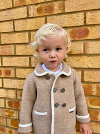 Boys Camel Marae Coat With Cream Trim