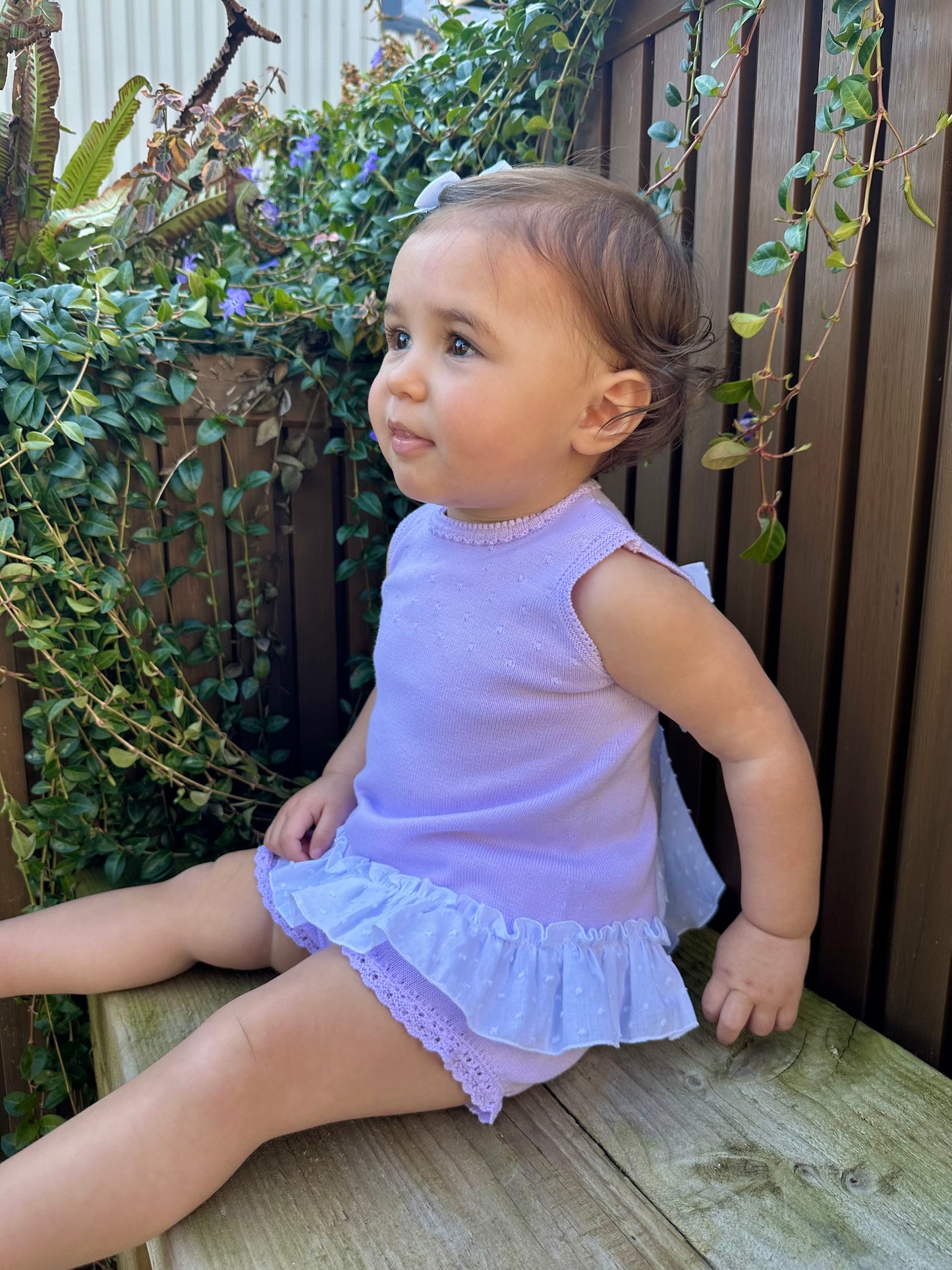 Lilac Girls Bow Bloomer Shorts Set