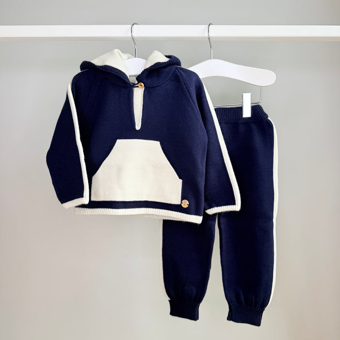 Navy & Cream Hoodie Tracksuit