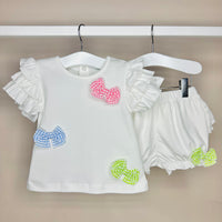 White Short Set With Bows