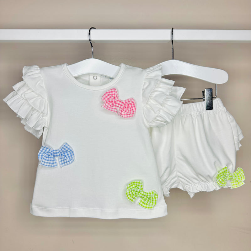 White Short Set With Bows