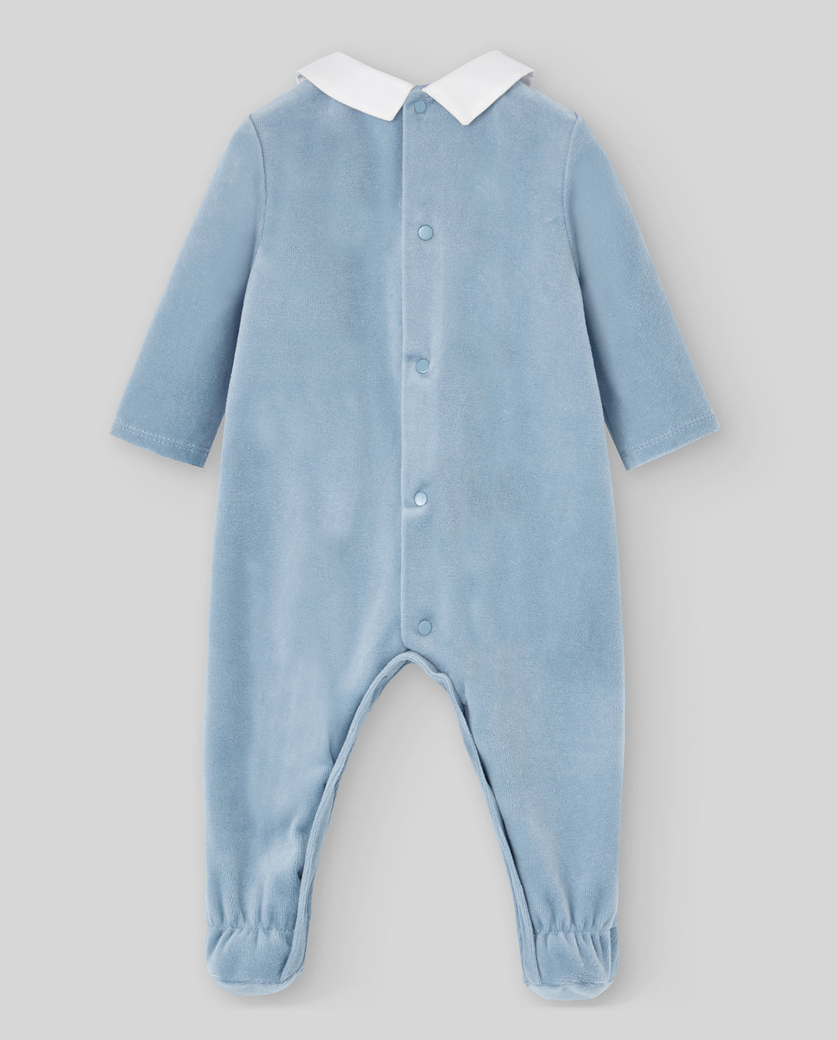 Blue Velour Peter Pan Babygrow