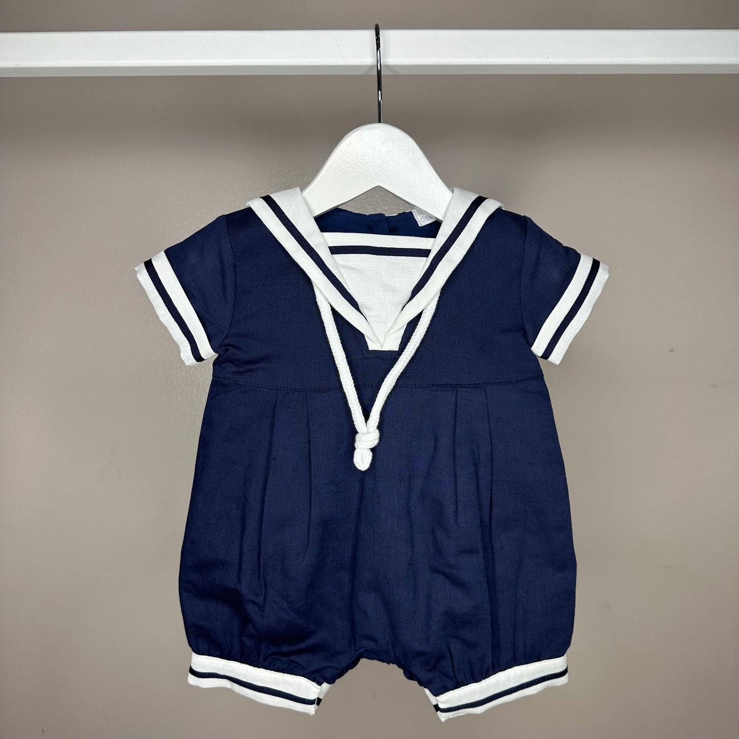 Navy Linen Sailor Romper