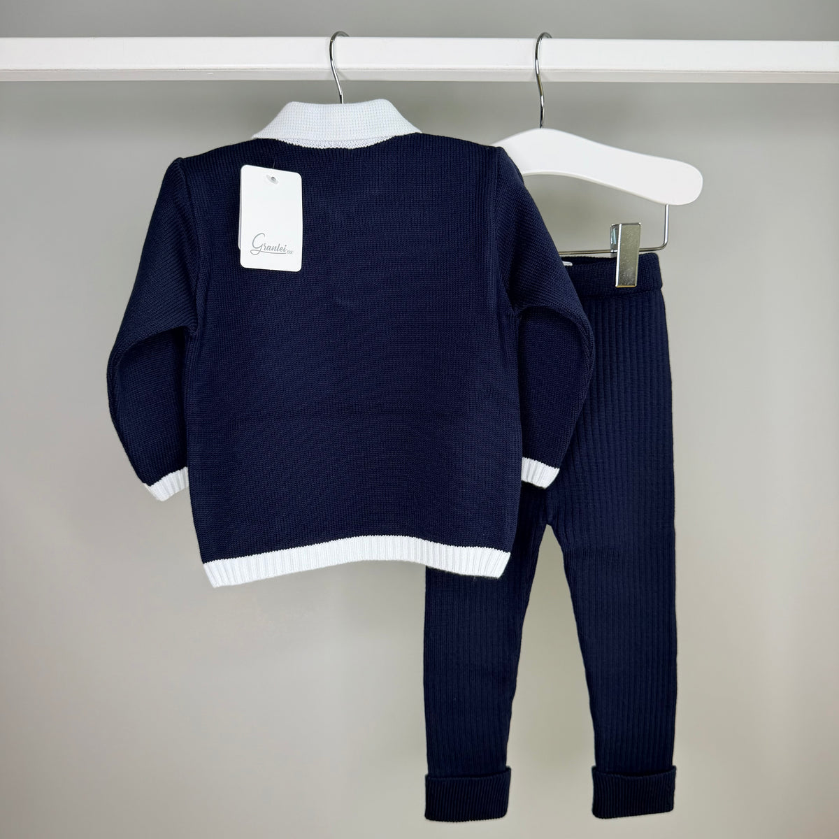Navy Knitted Polo Tracksuit