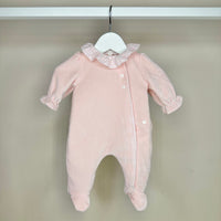 Pink Frilly Velour Babygrow