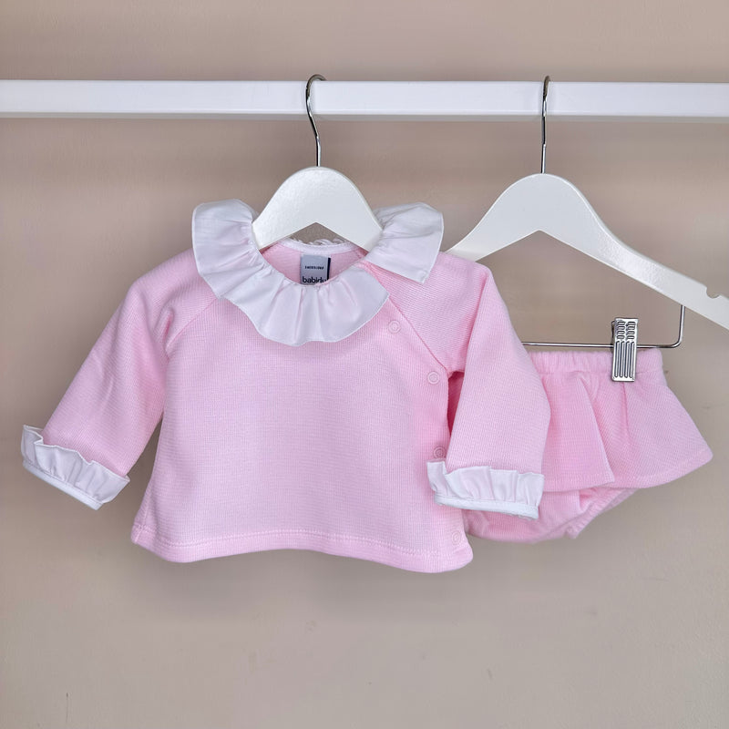 Pink Cotton Knit Pant Set