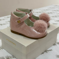 Pink Patent Leather Shoes With Pom