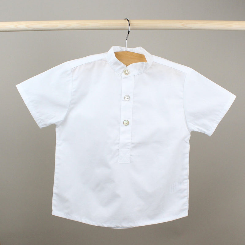 White Short Sleeve Mao Shirt