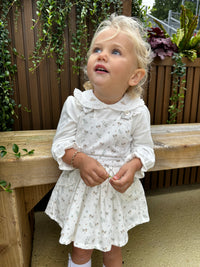 Cream Robin Print Pinafore Dress