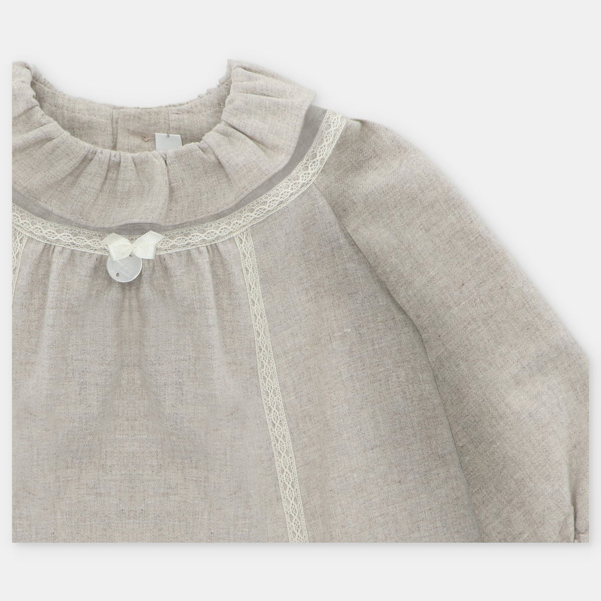 Beige Woven Cotton Pant Set