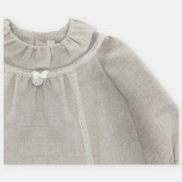 Beige Woven Cotton Pant Set