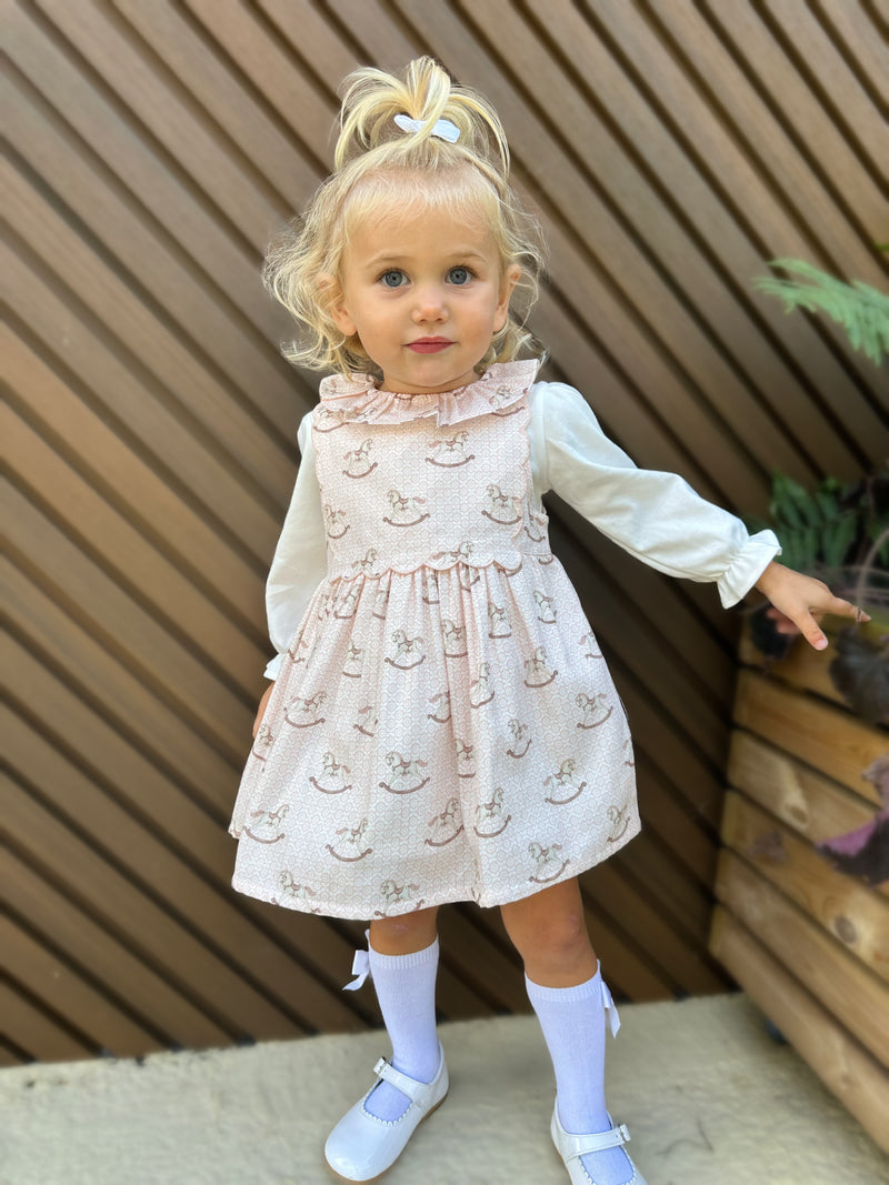 Pink Rocking Horse Pinafore Dress