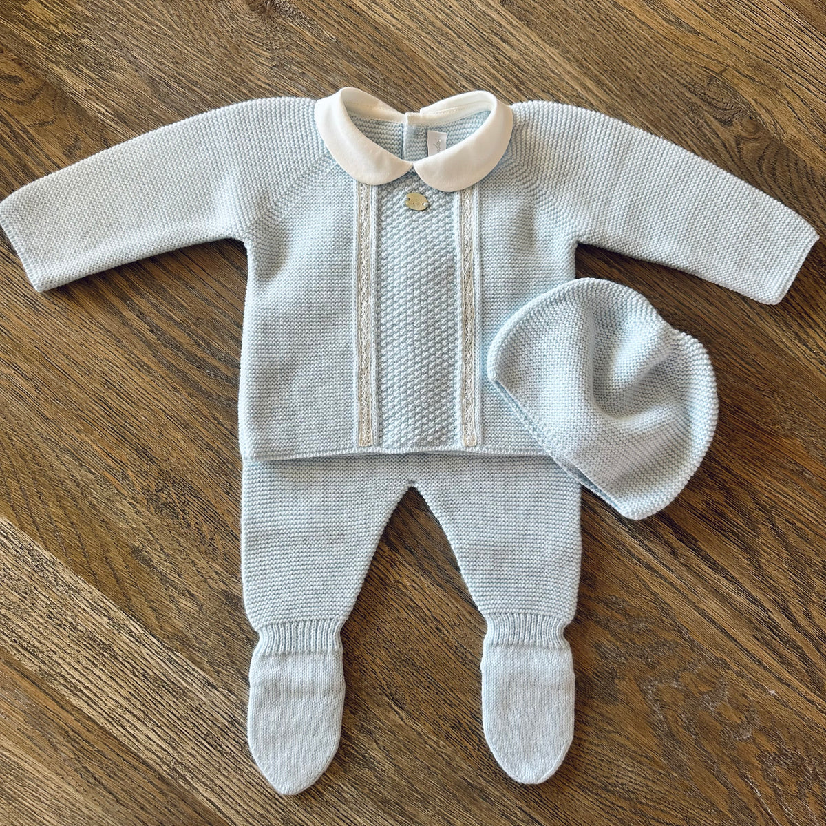 Blue Knitted Peter Pan Baby Set