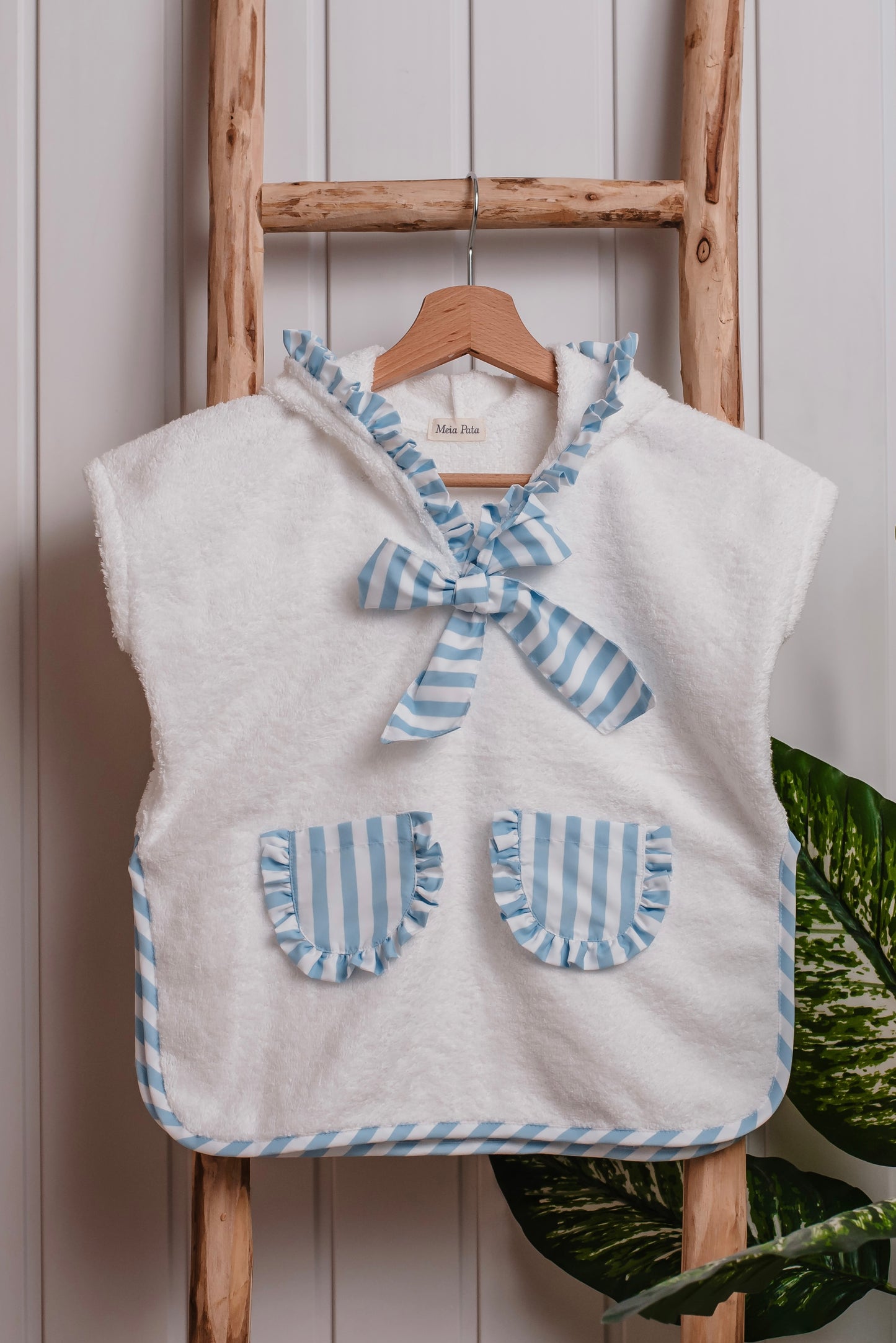 Blue Stripes Girls Poncho