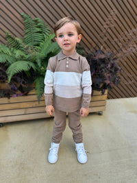 Brown, Beige & White Polo Tracksuit