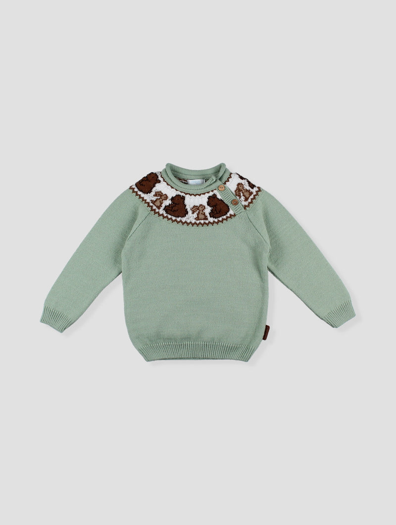 Green Knitted Bear Jumper