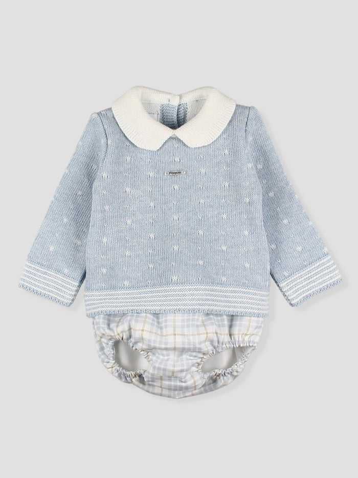 Baby Blue Jumper & Gingham Pant Set