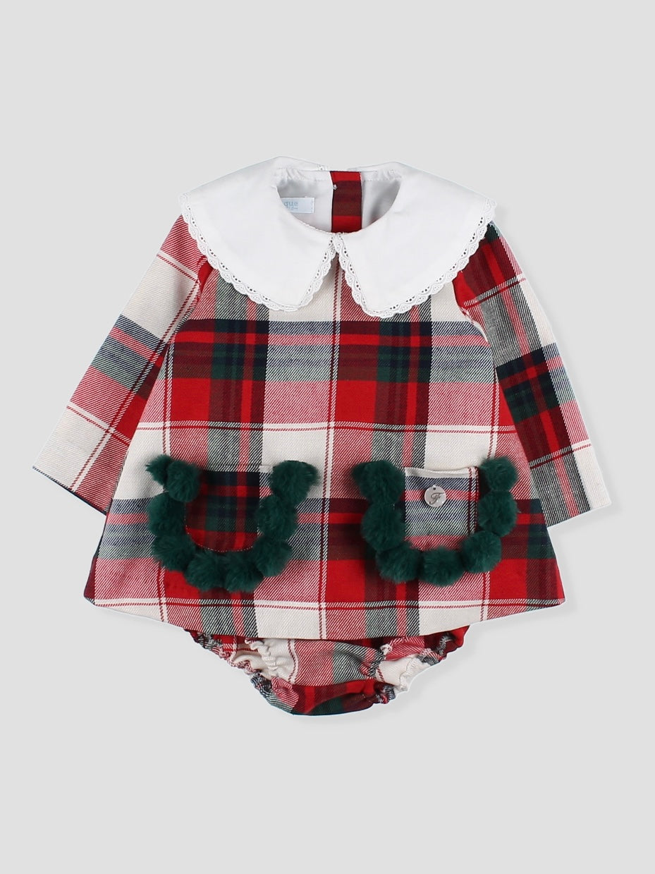 Red Tartan Pom Pom Pant Set