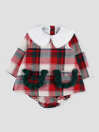 Red Tartan Pom Pom Pant Set