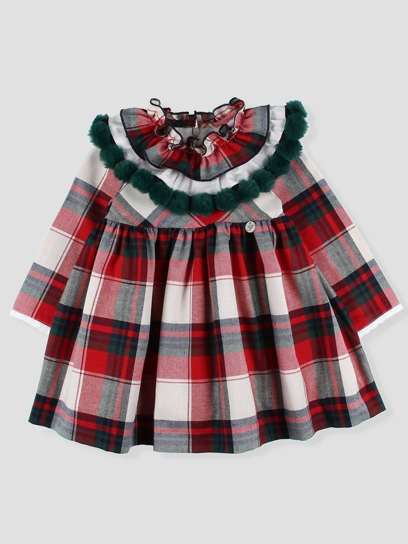 Red Tartan Pom Pom Dress