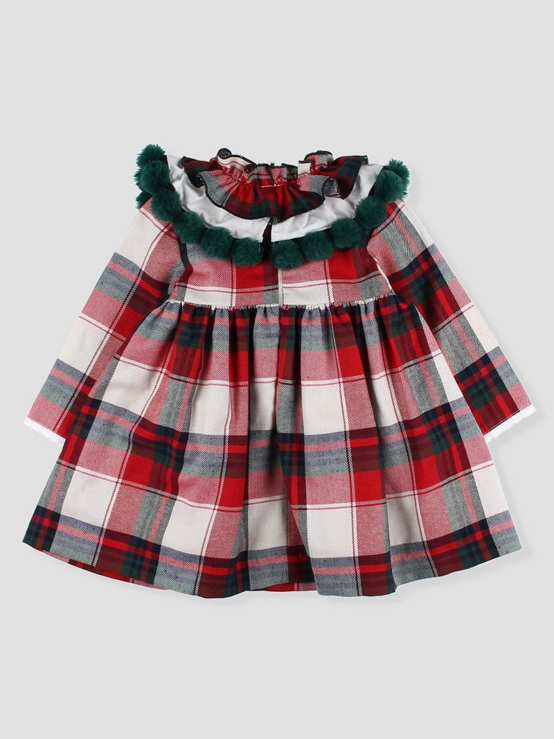 Red Tartan Pom Pom Dress