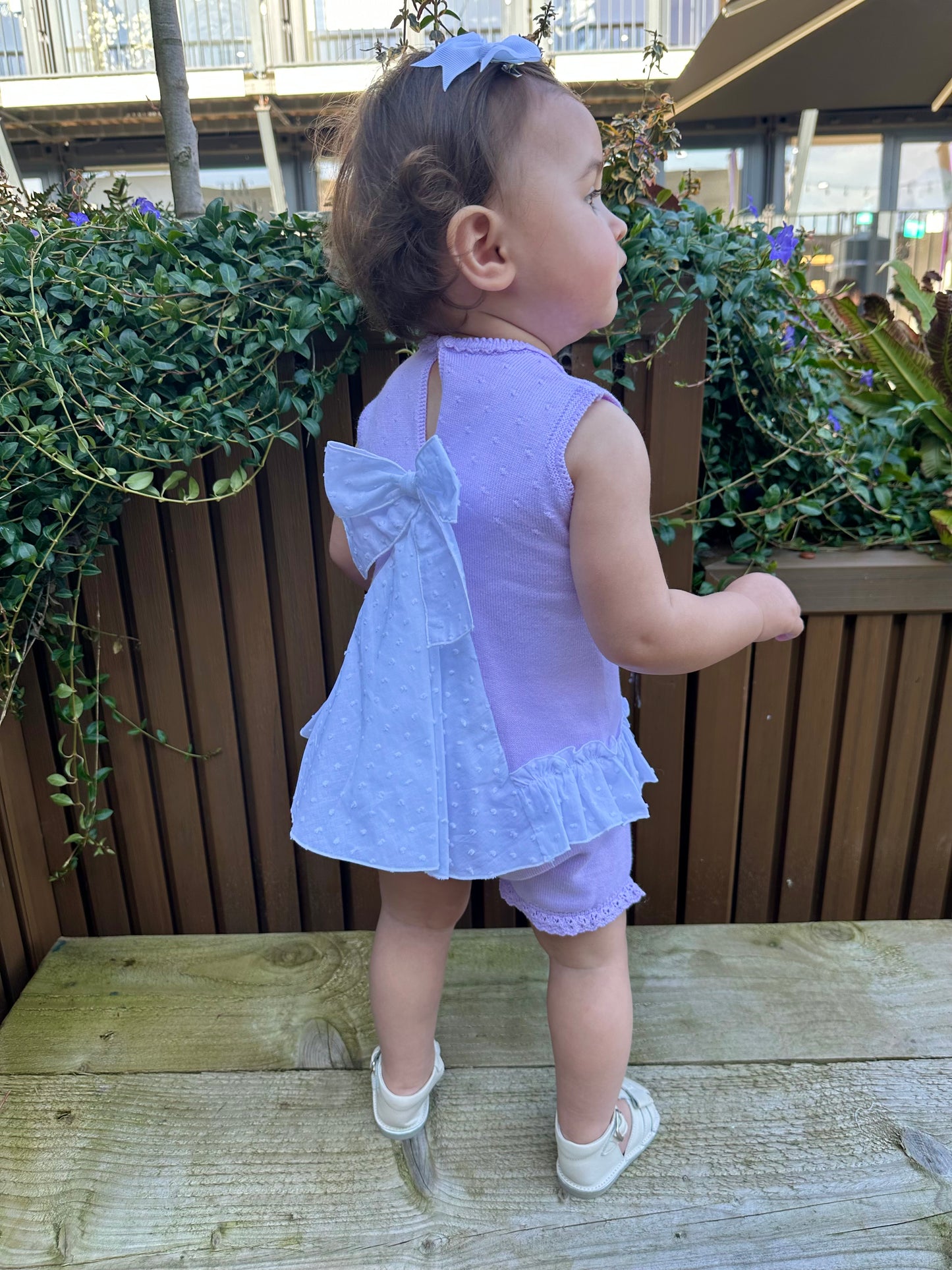 Lilac Girls Bow Bloomer Shorts Set