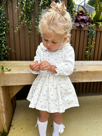 Cream Robin Print Pinafore Dress