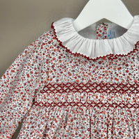 Red Floral Smocked Dress