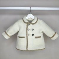 Boys Cream Marae Coat With Camel Trim