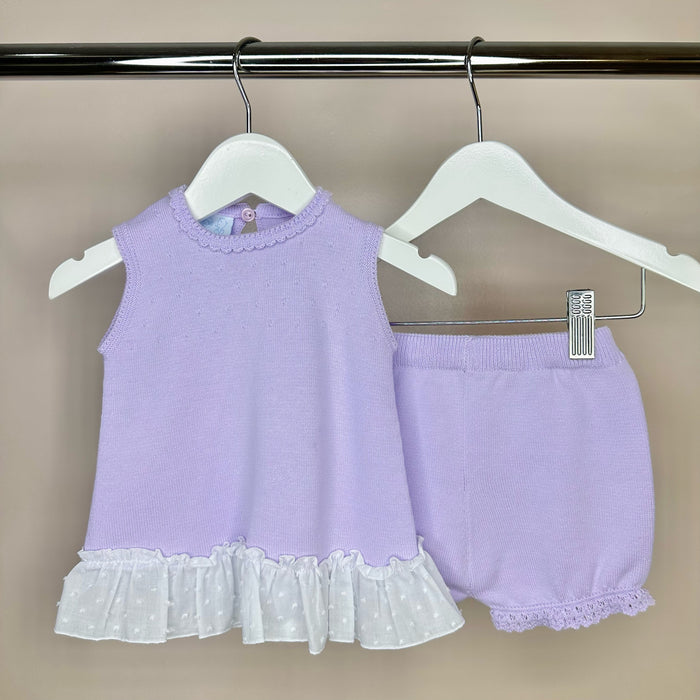 Girls Lilac Knit Shorts Set