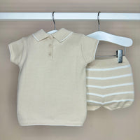 Beige Knitted Polo Set