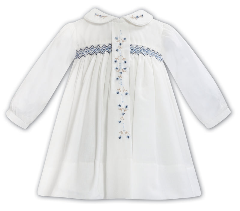 Ivory & Blue Embroidered Dress