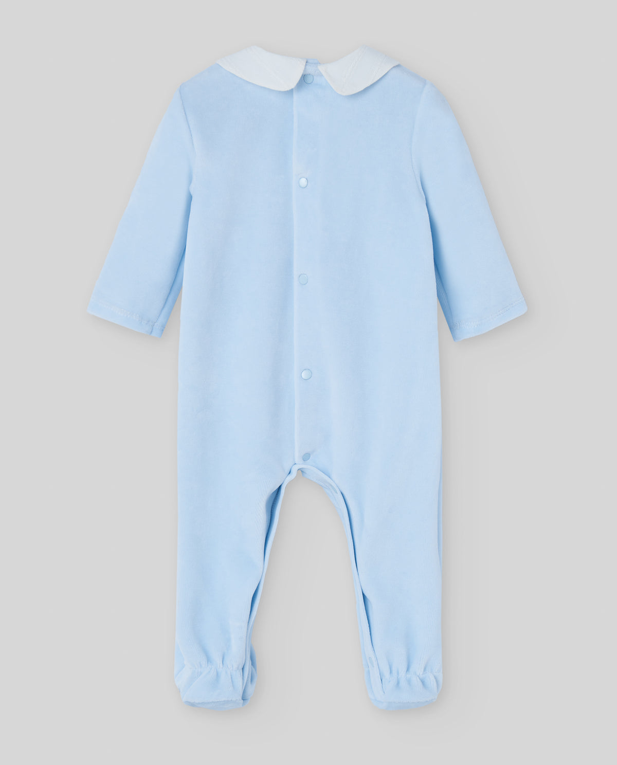 Blue Velour Babygrow with Collar