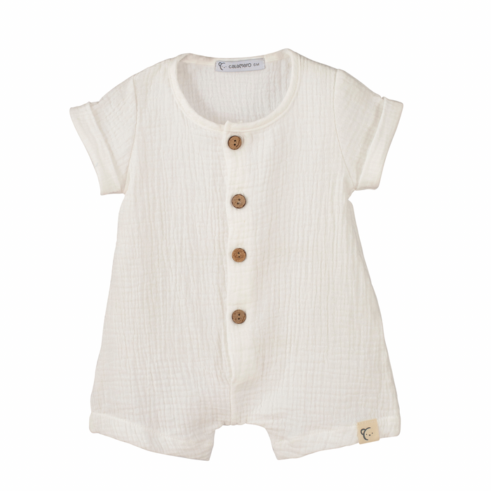 Ivory Cheesecloth Romper